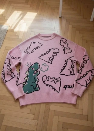 Pull rose à motif dinosaure vert et noir, taille M., marca: Vintage classic, estado: Muy bueno, tamaño: M / 38 / 10, 50,00 €, 53,20 € Protección al comprador incluida