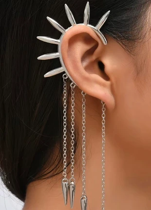Alternative Spiked Ear Climber with Hanging Chains - No Piercing Needed, brand: Forever Unique, condition: New without tags, £12.00, £13.30 includes Buyer Protection