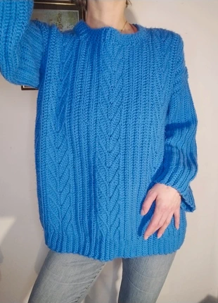 Superbe pull bleu roi épaisvintage fait main - porté M oversize - pièce unique et cosy, merk: Fait Main, staat: Nieuw zonder prijskaartje, maat: M / 38 / 10, € 15,00, € 16,45 inclusief Kopersbescherming