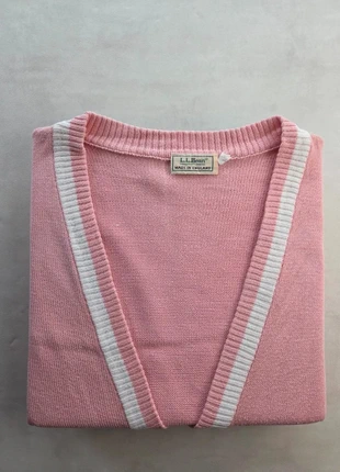 L.L. Bean cardigan col V bicolore rose pâle made in England M vintage preppy, marque: L.L. Bean, état: Très bon état, taille: M, 28,00 €, 30,10 € Protection acheteurs incluse