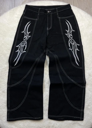 Jeans baggy à motifs brodés Y2K streetwear, brand: Aesthetic, condizioni: Nuovo senza cartellino, taglia: M, €30.00, €32.20 include la Protezione acquisti Pro