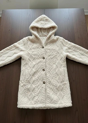 Cardigan à capuche en jacquard pelucheux chaud et tendance automne-hiver Taille L, marca: LOOK, estado: Muito bom, tamanho: L / 40 / 12, €44.90, €47.85 inclui Proteção do Comprador