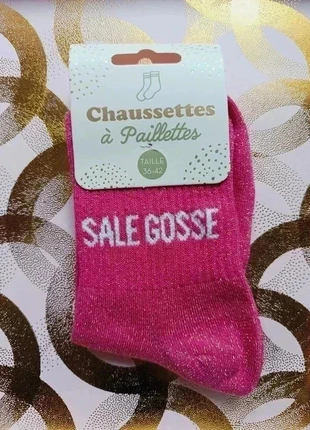 Chaussettes à paillettes "Sale gosse" Parce que même les rebelles ont du style !, marca: STC, estado: Nuevo con etiquetas, tamaño: Talla única, 4,90 €, 5,85 € Protección al comprador Pro incluida