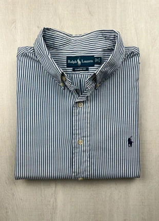 Chemise Ralph Lauren rayée bleu blanc logo bleu brodé L homme classic fit, marque: Ralph Lauren, état: Très bon état, taille: L, 45,00 €, 47,95 € Protection acheteurs (Pro) incluse
