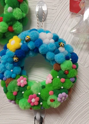 Handmade sunshine pompom wreath, brand: handmade by Trac, condition: New without tags, £8.00, £9.10 includes Buyer Protection