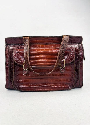 Sac Vintage En Cuir Effet Crocodile Marron Chocolat – Élégance Authentique Y2K, brand: Vintage Dressing, condition: Very good, €42.90, €45.75 includes Buyer Protection