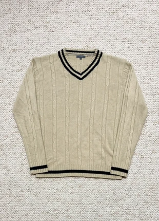 Pull Tennis Beige Crème Col V Liseré Noir Acrylique – Grand Froid Hiver – Taille XL, marke: Vintage Dressing, zustand: Sehr gut, größe: XL, 25,00 €, 26,95 € inklusive Vinted-Käuferschutz