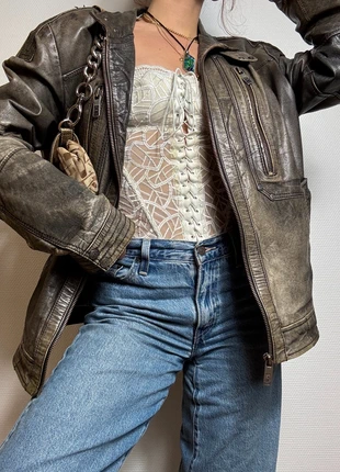 Bomber veste en cuir véritable oversize marron noir vintage chaqueta de cuero giacca di vera pelle, marca: Vintage, estado: Bueno, tamaño: L / 40 / 12, 65,00 €, 68,95 € Protección al comprador Pro incluida