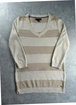 Pull long manche 3/4 Tommy Hilfiger femme col V neck | marron clair / Crème | Taille XS, marque: Tommy Hilfiger, état: Très bon état, taille: XS / 34 / 6, 14,30 €, 15,72 € Protection acheteurs (Pro) incluse