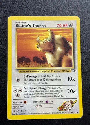 Blaine Tauros GH 64/132, brand: Pokémon, condizioni: Discrete, €2.25, €3.06 include la Protezione acquisti