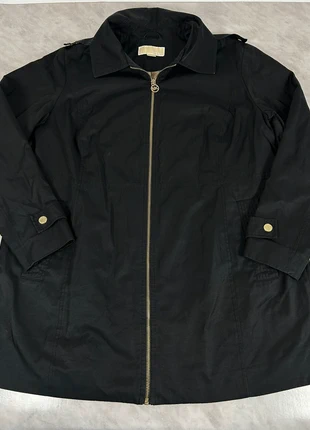 Manteau trench noir Michael Kors – zippé, intérieur monogramme doré – TailleXL Code 171, merk: Michael Kors, staat: Goed, maat: XL / 42 / 14, € 39,00, € 41,65 inclusief Kopersbescherming Pro