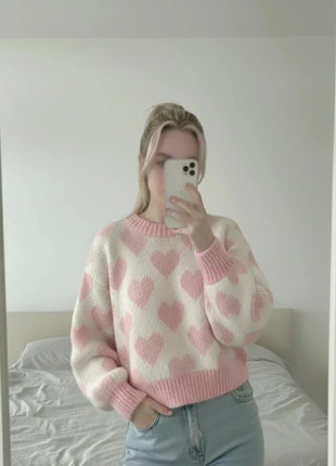 Pull tricoté effet mohair oversized rose & blanche Love Station - Taille S, brand: love station, condizioni: Ottime, taglia: S / IT 40 / EU 36, €45.90, €48.90 include la Protezione acquisti Pro