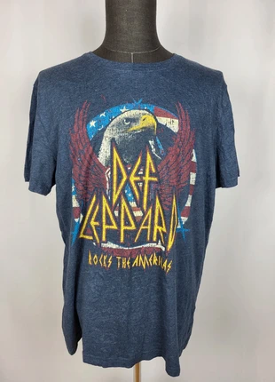 T-shirt graphique vintage bleu marine Def Leppard Rocks the americas - Taille XL, merk: Def Leppard, staat: Heel goed, maat: XL, € 15,90, € 17,40 inclusief Kopersbescherming Pro