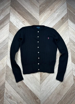 Cardigan torsadé Ralph Lauren - uni noir - logo brodé rose, marke: Ralph Lauren, zustand: Sehr gut, größe: L, 39,00 €, 41,65 € beinhaltet Vinted-Käuferschutz Pro