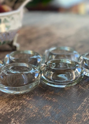 Lot de 6 bougeoirs ronds en verre pour bougies chauffe-plat, marque: Vintage Boutique, état: Très bon état, 8,00 €, 9,10 € Protection acheteurs incluse
