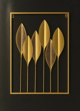 Voici un très Jolie Cadre mural doré déco représentant 6 Feuilles doré – 60x40 cm, marke: Art, zustand: Sehr gut, 12,00 €, 13,30 € inklusive Vinted-Käuferschutz