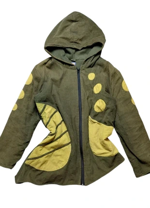 Manteau en velours vert asymétrique patchwork y2k hippie fairy grunge grenouille streetwear original, merk: Vintage Dressing, staat: Heel goed, maat: M / 38 / 10, € 36,90, € 39,45 inclusief Kopersbescherming