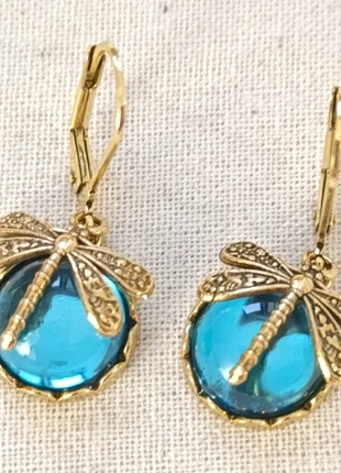 Boucles d'oreilles pendantes libellule vintage retro bleue, état: Neuf sans étiquette, 11,00 €, 12,25 € Protection acheteurs incluse