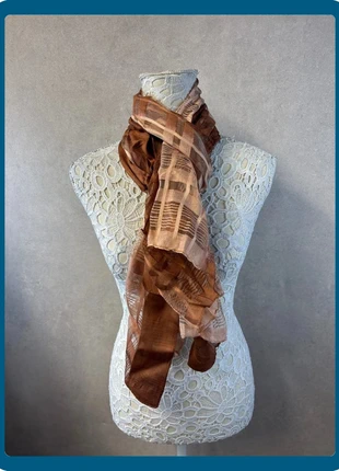 Écharpe satinée marron et beige – Lot MI30, condition: Very good, €6.20, €7.21 includes Buyer Protection Pro