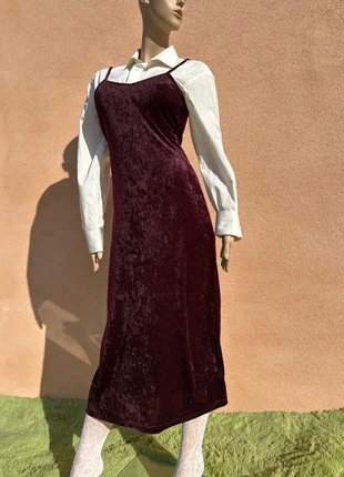 Robe longue à bretelles en velours prune/ bordeaux vintage 90s Made in France - Taille 40, merk: lola cham, staat: Heel goed, maat: L / 40 / 12, € 27,00, € 29,05 inclusief Kopersbescherming