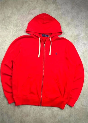 Pull / veste zippée à capuche Ralph Lauren rouge logo brodé marine - taille M, brand: Ralph Lauren, condizioni: Ottime, taglia: M, €54.90, €58.35 include la Protezione acquisti Pro