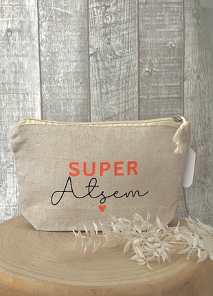 Trousse en toile beige « super Atsem » idée cadeau de Noël, brand: Pierre et Rose, condition: Very good, €8.90, €10.05 includes Buyer Protection Pro