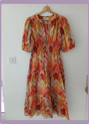 Robe Ba&sh T38 imprimé zigzag aux tons chauds, style bohème et élégant, brand: Ba&sh, condition: Very good, size: M / 38 / 10, €110.00, €116.20 includes Buyer Protection