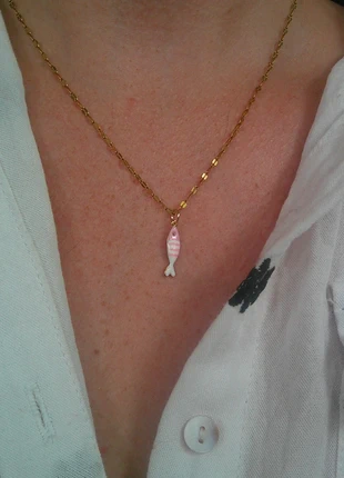 Le petit poisson rose clair 🌟 mignon 🌟 collier acier inoxydable réglable ajustable, marke: acier inoxydable, zustand: Sehr gut, 8,00 €, 9,10 € beinhaltet Vinted-Käuferschutz Pro