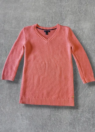 Pull femme Tommy Hilfiger rose corail col V 100% coton - XS, merk: Tommy Hilfiger, staat: Heel goed, maat: XS / 34 / 6, € 21,00, € 22,75 inclusief Kopersbescherming