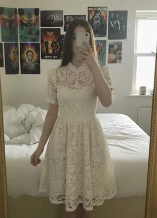 Robe Courte Dentelle Blanche – Élégante / Chic / Bohème / Été, merk: Lunevia, staat: Heel goed, maat: M / 38 / 10, € 49,99, € 53,19 inclusief Kopersbescherming Pro