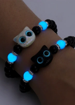 Men/women luminous cute Cat bracelet black and white cat head bangles glow in dark, brand: special you, condition: New without tags, £8.99, £10.14 includes Buyer Protection