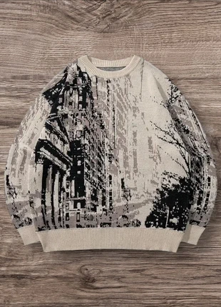 Pull Vintage Beige Noir Urban City Taille S - Grunge 90s Y2K Knit Streetwear Retro Oversize, marque: y2k, état: Très bon état, taille: S, 55,99 €, 59,49 € Protection acheteurs (Pro) incluse
