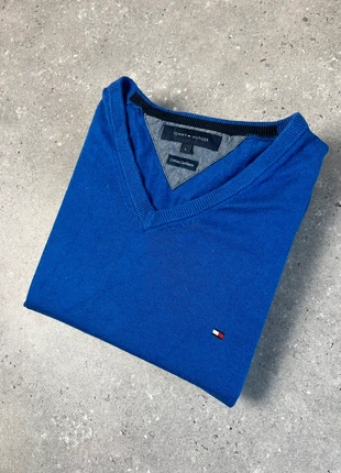 Pull/sweat a col V Tommy Hilfiger L Homme bleu coton cachemire Logo brodé, brand: Tommy Hilfiger, condition: Very good, size: L, €23.50, €25.38 includes Buyer Protection Pro
