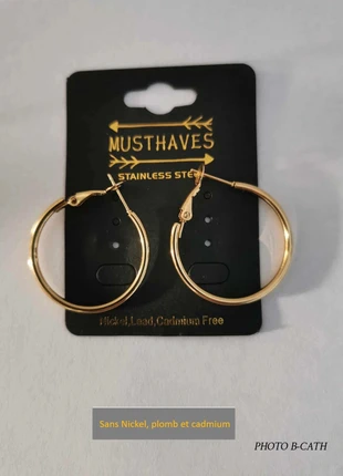 Créoles - acier inoxydable 30 mm doré, état: Neuf avec étiquette, 8,00 €, 9,10 € Protection acheteurs (Pro) incluse