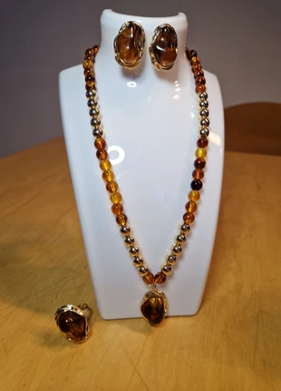 Parure collier, bague et boucles d'oreilles, marca: Fantaisie, estado: Nuevo con etiquetas, 12,00 €, 13,30 € Protección al comprador incluida