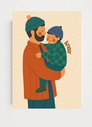 Affiche A4 - Papa enfant amour affiche minimaliste chambre enfant, brand: HandyPixel, condition: Very good, €8.00, €9.10 includes Buyer Protection Pro
