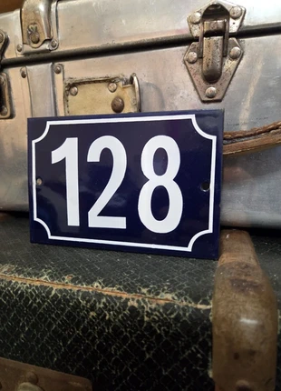 1980s Vintage French Enamel House Number Plate – 128 – Blue & White – 10×15 cm, estado: Muito bom, €14.00, €15.40 inclui Proteção do Comprador Pro