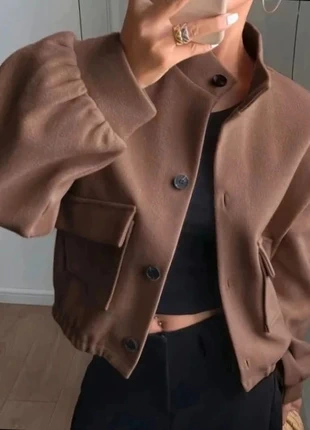 Manteau veste hiver en laine à boutons marron, taille M, merk: Aesthetic, staat: Heel goed, maat: M / 38 / 10, € 49,99, € 53,19 inclusief Kopersbescherming