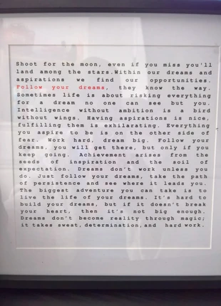 Follow Your Dreams Wall Art – Motivational Typewriter Quote Print (8x8" Framed), brand: Inspirations, condition: New without tags, £10.00, £11.20 includes Buyer Protection