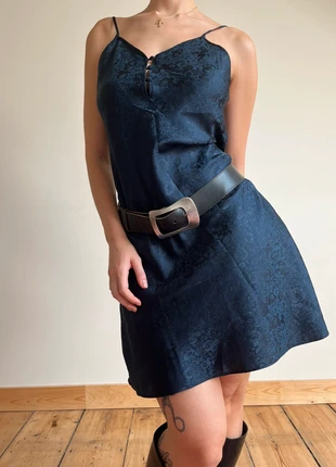 Chinese silk slipdress in dark blue, marque: Pura Seta, état: Très bon état, taille: L / 40 / 12, 29,00 €, 31,15 € Protection acheteurs incluse