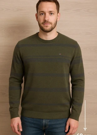 Pull crewneck col rond Tommy Hilfiger vert kaki et rayures gris taille L, marca: Tommy Hilfiger, estado: Muy bueno, tamaño: L, 22,00 €, 23,80 € Protección al comprador incluida