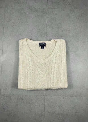 Pull - Torsadé - Blanc pailleté - Coton - Col V - Taille L - #54, brand: Vintage Dressing, condizioni: Ottime, taglia: L / IT 44 / EU 40, €10.00, €11.20 include la Protezione acquisti