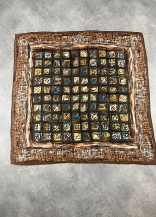 Foulard carré mixte Vintage motif pictural abstrait marron - Taille 66x68cm, brand: Vintage Dressing, condition: Good, €3.00, €3.85 includes Buyer Protection