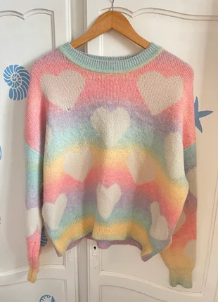 Pull chaud multicolore avec cœur, brand: Clockhouse, condition: Good, size: S / 36 / 8, €4.00, €4.90 includes Buyer Protection