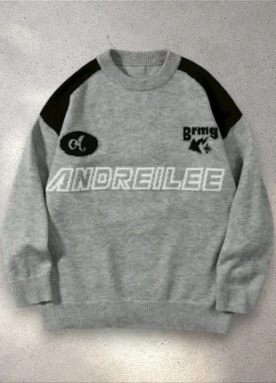 Pull en Maille Vintage Andreilee Gris Noir Taille L - Old School USA 90s Y2K Knit Streetwear, brand: y2k, condition: Very good, size: L, €57.95, €61.55 includes Buyer Protection Pro