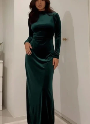 Robe longue en velours vert émeraude, élégante, manches longues et coupe fluide taille M, brand: Vintage Chic, condition: Very good, size: M / 38 / 10, €56.90, €60.45 includes Buyer Protection