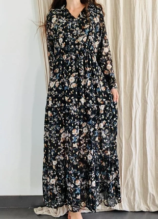 Robe longue noire à motifs - Taille 42, marque: Jaminni&Cie, état: Très bon état, taille: XL / 42 / 14, 15,00 €, 16,45 € Protection acheteurs (Pro) incluse