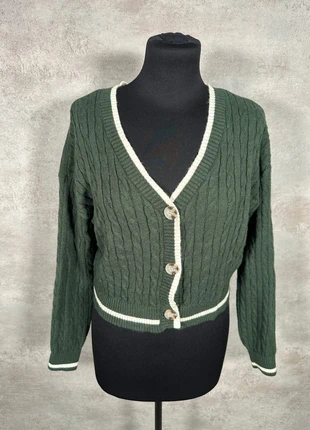 Cardigan Maille Torsadée Cable Knit Vintage Love Tree vert fonce epais creme taille S, brand: Vintage Dressing, condizioni: Ottime, taglia: S / IT 40 / EU 36, €12.00, €13.30 include la Protezione acquisti Pro