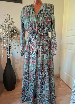 Robe longue decolté cache cœur taille élastique manches longues complètement doublée, brand: Purple Queen, condition: New without tags, size: M / 38 / 10, €10.00, €11.20 includes Buyer Protection