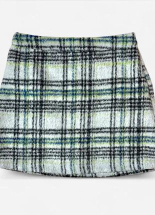 soft grey plaid tartan mini skirt fuzzy warm winter check 90s y2k style, brand: Vintage Dressing, condition: Very good, size: S / UK 8-10, £12.00, £13.30 includes Buyer Protection